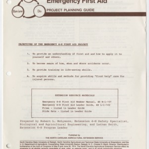 Emergency First Aid Project Planning Guide (4-H Project Planning Guide 3-27)