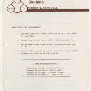 Clothing Project Planning Guide (4-H Project Planning Guide 6-20)