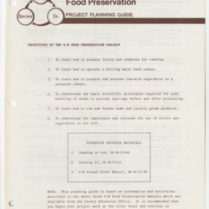 Food Preservation Project Planning Guide (4-H Project Planning Guide 13-74)