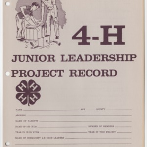 4-H Junior Leadership Project Record (4-H Record 1-5)