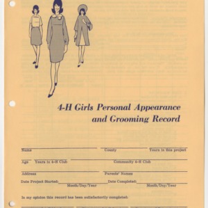 4-H Girls Personal Appearance and Grooming Record (4-H Record 6-12)