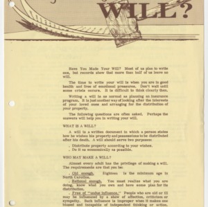 Have You Made Your Will? (Home Extension Publication 9, Reprint)