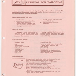 Pressing for Tailoring (Home Extension Publication 27)