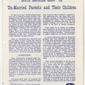North Carolina Law on Un-Married Parents and Their Children (Home Extension Publication 60)
