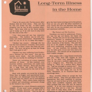Long-Term Illness in the Home (Home Extension Publication 64)