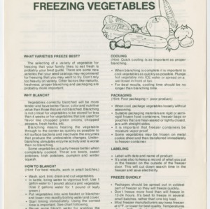 Brief Instructions for Freezing Vegetables (Home Extension Publication 86, Reprint)