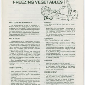 Brief Instructions for Freezing Vegetables (Home Extension Publication 86, Reprint)