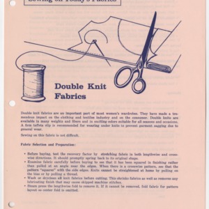 Sewing on Today's Fabrics: Double Knit Fabrics (Home Extension Publication 88, Revised)