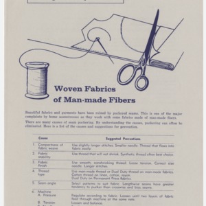 Sewing on Today's Fabrics: Woven Fabrics of Man-made Fibers (Home Extension Publication 90, Revised)