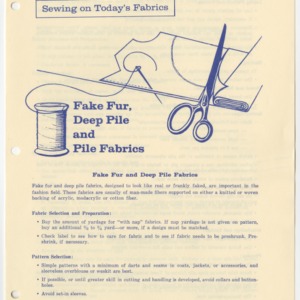 Sewing on Today's Fabrics: Fake Fur, Deep Pile and Pile Fabrics (Home Extension Publication 91)