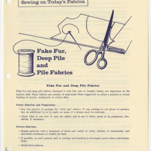 Sewing on Today's Fabrics: Fake Fur, Deep Pile and Pile Fabrics (Home Extension Publication 91, Reprint)