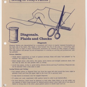 Sewing on Today's Fabrics: Diagonals, Plaids and Checks (Home Extension Publication 92, Reprint)
