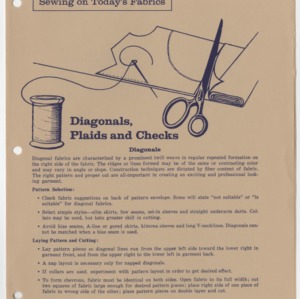 Sewing on Today's Fabrics: Diagonals, Plaids and Checks (Home Extension Publication 92, Reprint)