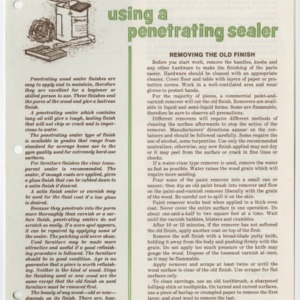 Furniture Finishing: Using a Penetrating Sealer (Home Extension Publication 145, Reprint)