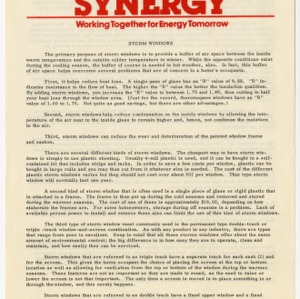 Synergy: working together for energy tomorrow. Storm windows (Home Extension Publication 214-8)
