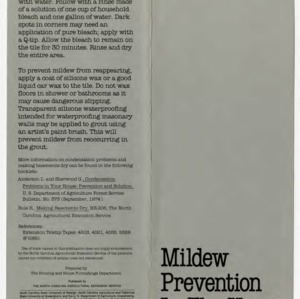 Mildew prevention in the home (Home Extension Publication 237)