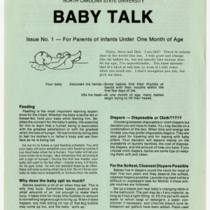 Baby talk: issue no. 1 - for parents of infants under one month of age (Home Extension Publication 242-1)