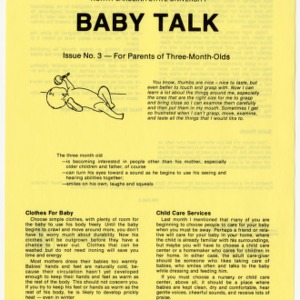 Baby talk: issue no. 3 - for parents of three-month-olds (Home Extension Publication 242-3)