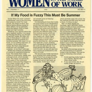 Women in the world of work: if my food is fuzzy this must be summer, Vol. 1, No. 11 (Home Extension Publication 260-11)