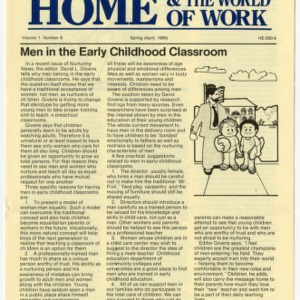 Home and the world of work: men in the early childhood classroom (Home Extension Publication 260-8)