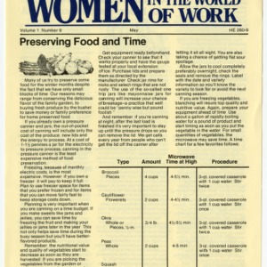 Women in the world of work: preserving food and time, Vol. 1, No. 9 (Home Extension Publication 260-9)