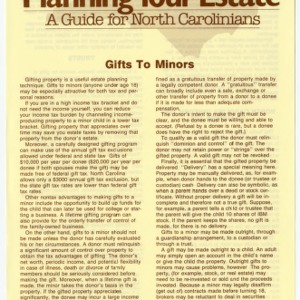 Planning your estate a guide for North Carolinians: gifts to minors (Home Extension Publication 273-10)