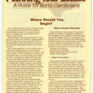 Planning your estate a guide for North Carolinians: Where should you begin? (Home Extension Publication 273-1)