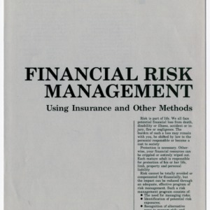 Financial risk management: using insurance and other methods (Home Extension Publication 274-1)