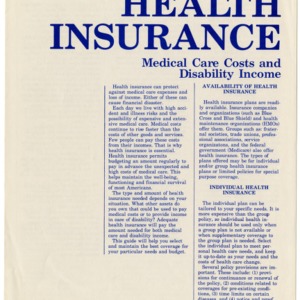 Health insurance: medical care costs and disability income (Home Extension Publication 274-4)