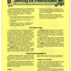 Sewing for preschoolers (Home Extension Publication 275)