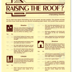 Raising the roof?: a remodeling checklist (Home Extension Publication 284)