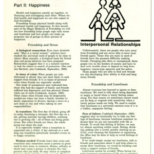 Interpersonal relationships: the magic of friendship part 2, happiness (Home Extension Publication 291-2)