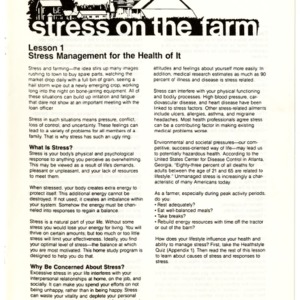 Stress on the farm: lesson 1, stress management for the health of it (Home Extension Publication 313-1)