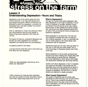 Stress on the farm: lesson 3, understanding depression--yours and theirs (Home Extension Publication 313-3)