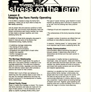 Stress on the farm: lesson 6, keeping the farm family operating (Home Extension Publication 313-6)