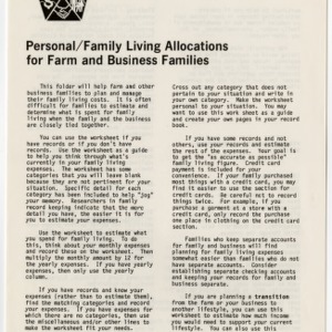 Personal-family living allocations for farm and business families (Home Extension Publication 349)