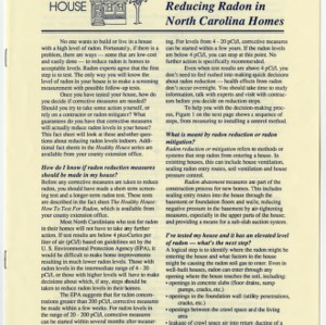 The healthy house: reducing radon in North Carolina homes (Home Extension Publication 360-4)