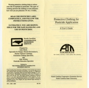 Protective clothing for pesticide application: a user's guide (Home Extension Publication 381)