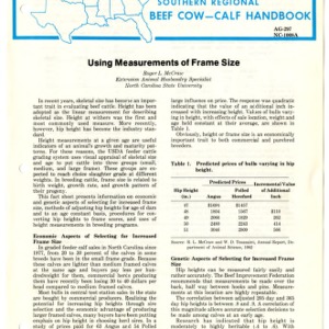Southern regional beef cow - calf handbook: using measurements of frame size (Agricultural Extension Publication 297)