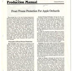 N.C. apple production manual: frost/freeze protection for apple orchards (Agricultural Extension Publication 303)