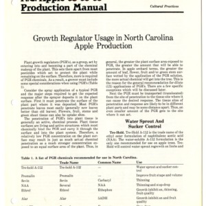 N.C. apple production manual: growth regulators usage in North Carolina apple production (Agricultural Extension Publication 304)