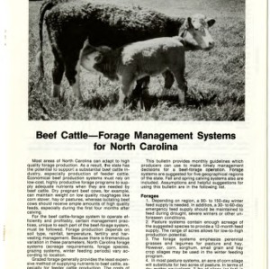 Beef cattle -- forage management systems for North Carolina: Piedmont (Agricultural Extension Publication 342-3)