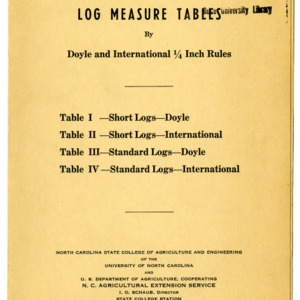 Log measure tables by Doyle and International 1/4 inch rules (Extension Folder No. 59)