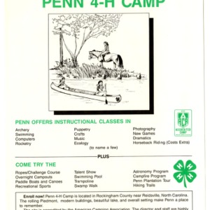 Penn 4-H Camp flier