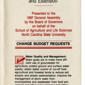 Priorities list of budget requests for agricultural research and extension