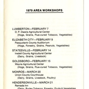 Improving agricultural markets, 1979 Area Workshops