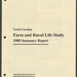 North Carolina Farm and Rural Life Study: 1988 Summary Report (CD-34)