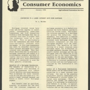 Extension Economics Fact Sheet Consumer Economics: Converting to a Lower Interest Rate Home Mortgage (CE-1)