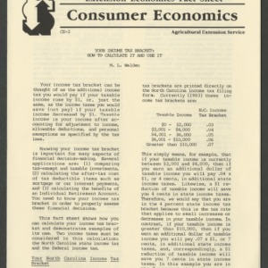 Extension Economics Fact Sheet Consumer Economics: Your Income Tax Bracket: How to Calculate It and Use It (CE-2)