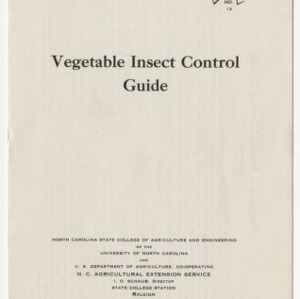 Vegetable Insect Control Guide (War Series Extension Bulletin No. 13)